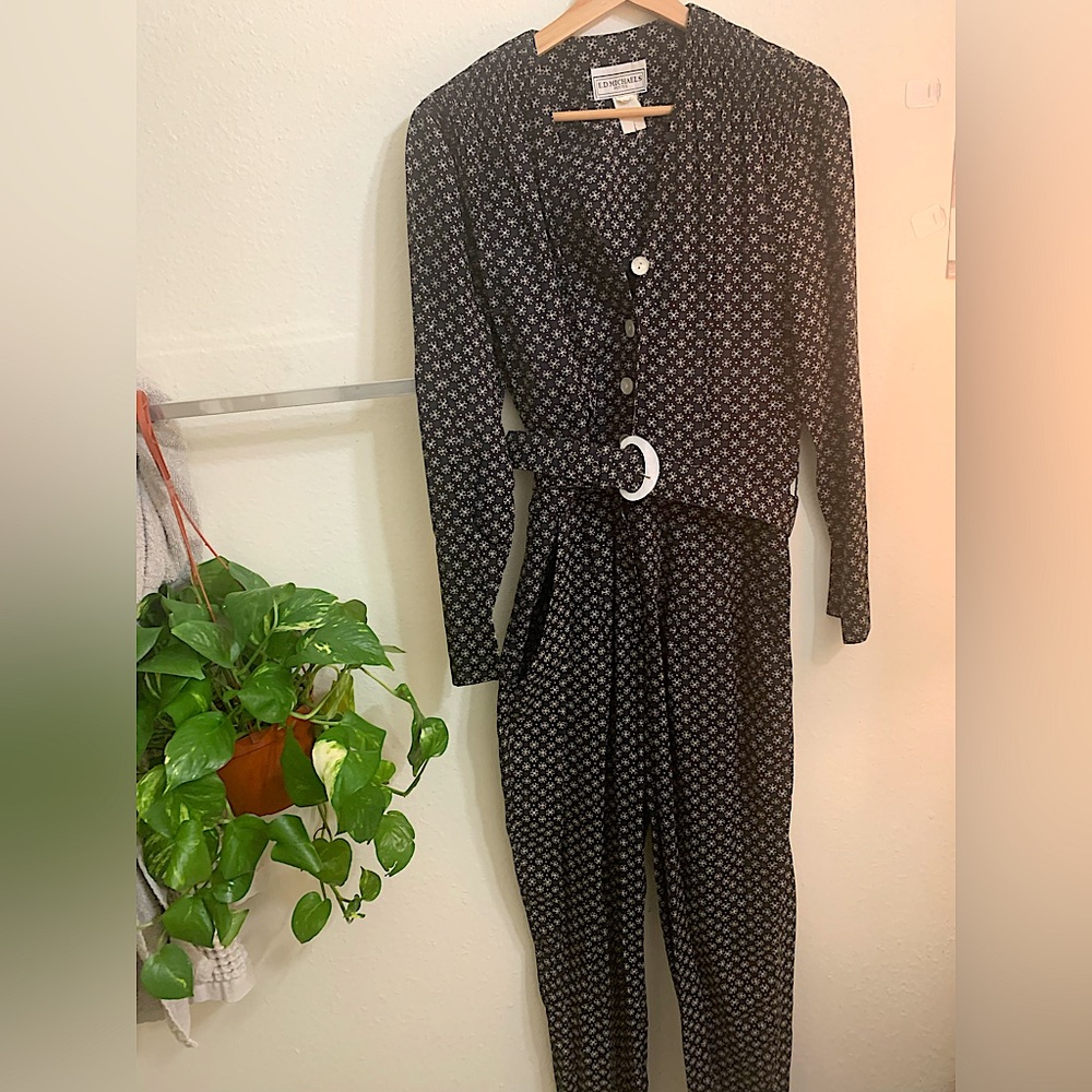 Vintage Dark Navy Patterned Jumpsuit/Onesie